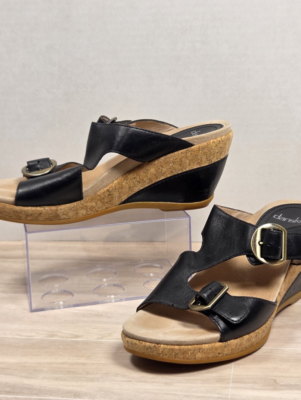 Women's Dansko Carla Leather Slide-On Wedge Sandals Size EU 39 US 8.5-9